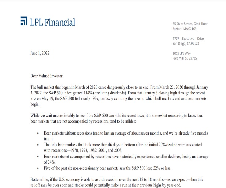 Client Letter | Bull Market Hangs By a Thread | June 1, 2022